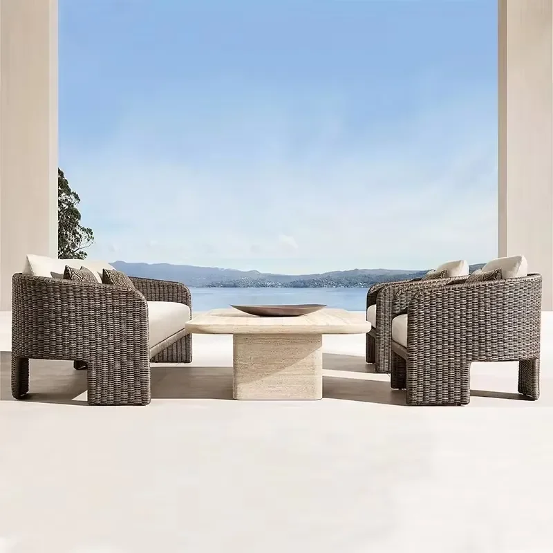 Outdoor Garden Rattan Sofa Combination Chair Factory Supply for Living Room Hotel Use Rattan Garden