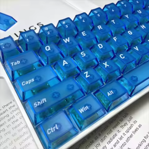 Front Matte Finish Keycaps Sides Translucent Cherry Profile PC Keycaps for Gaming Mechanical Keyboard Key Caps Custom Keyboard