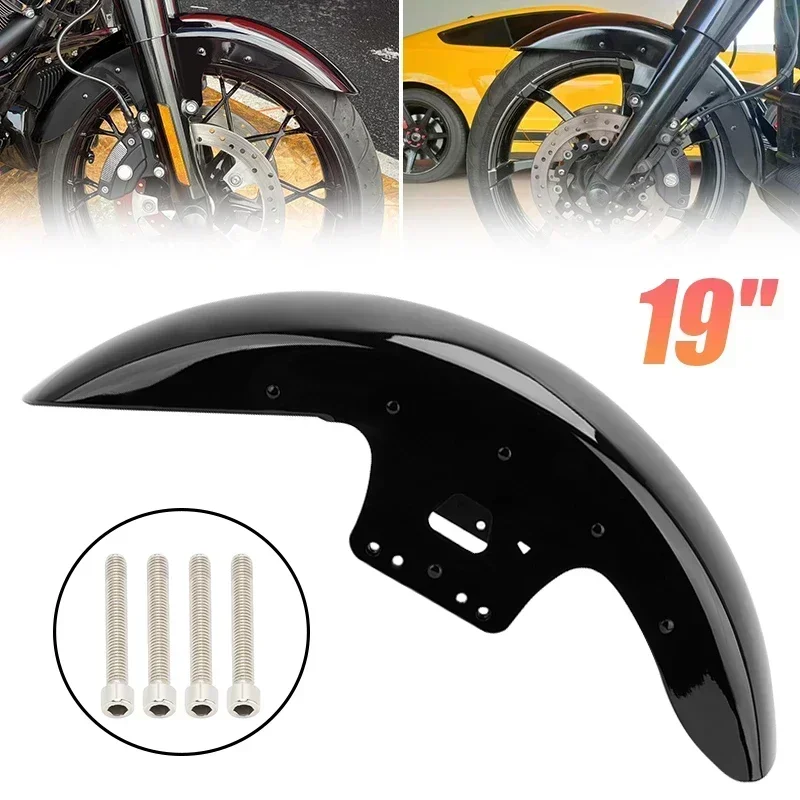 

Motorcycle Gloss Black 19'' Front Fender Mudguard Cover Protector For Harley Touring Road King Electra Street Glide 2014-up