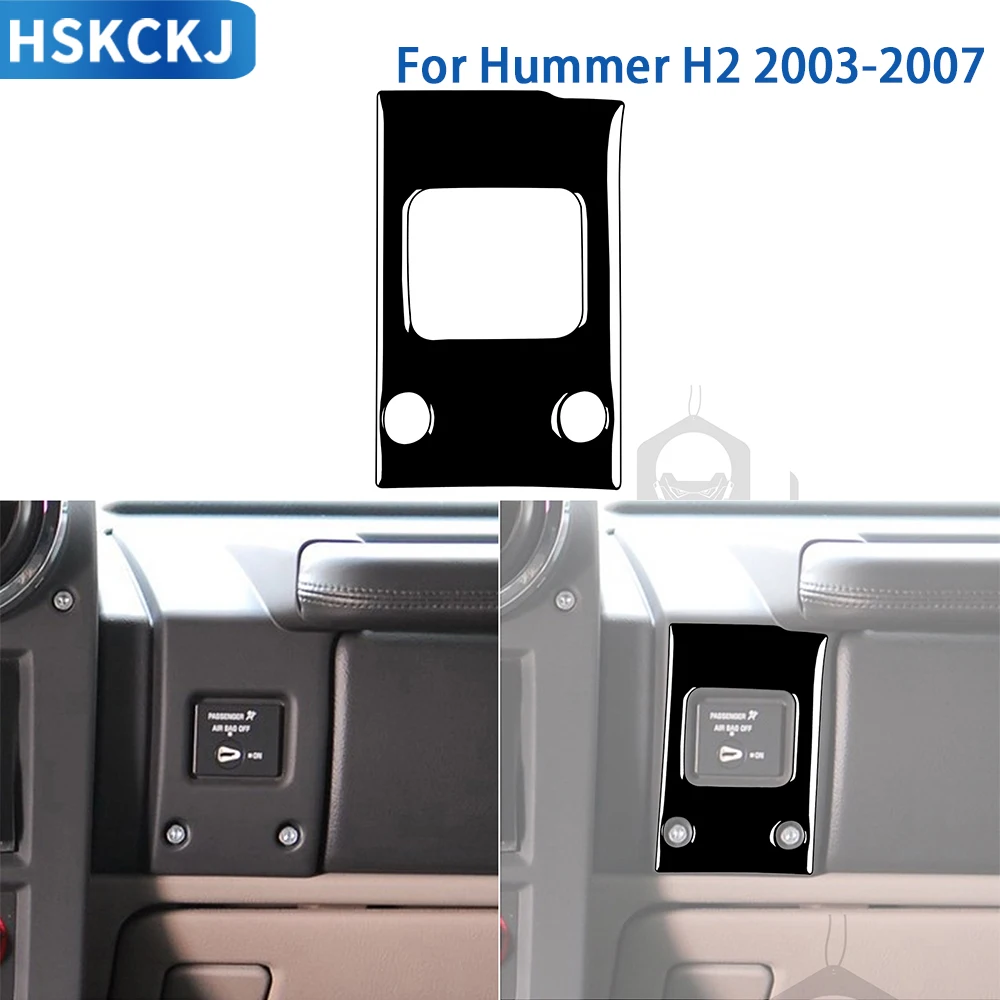 For Hummer H2 2003 2004 2005 2006 2007 Accessories Piano Black Plasti Car Interior Copilot Dashboard Trim Stickers Decoration