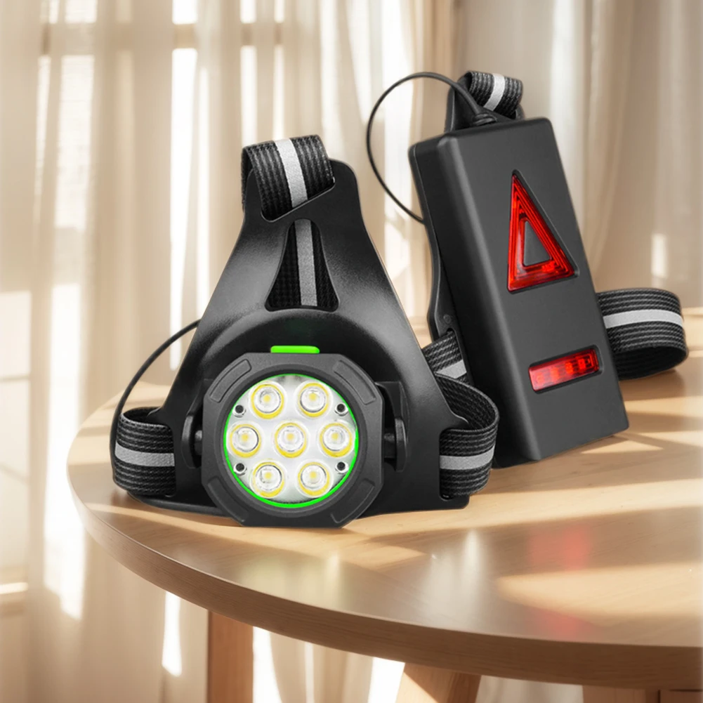 LED ضوء الجري الليلي قابل للتعديل مصباح أمان فائق السطوع 2000 مللي أمبير خفيف الوزن تشغيل الصدر ضوء 360LM للتخييم المشي لمسافات طويلة الجري