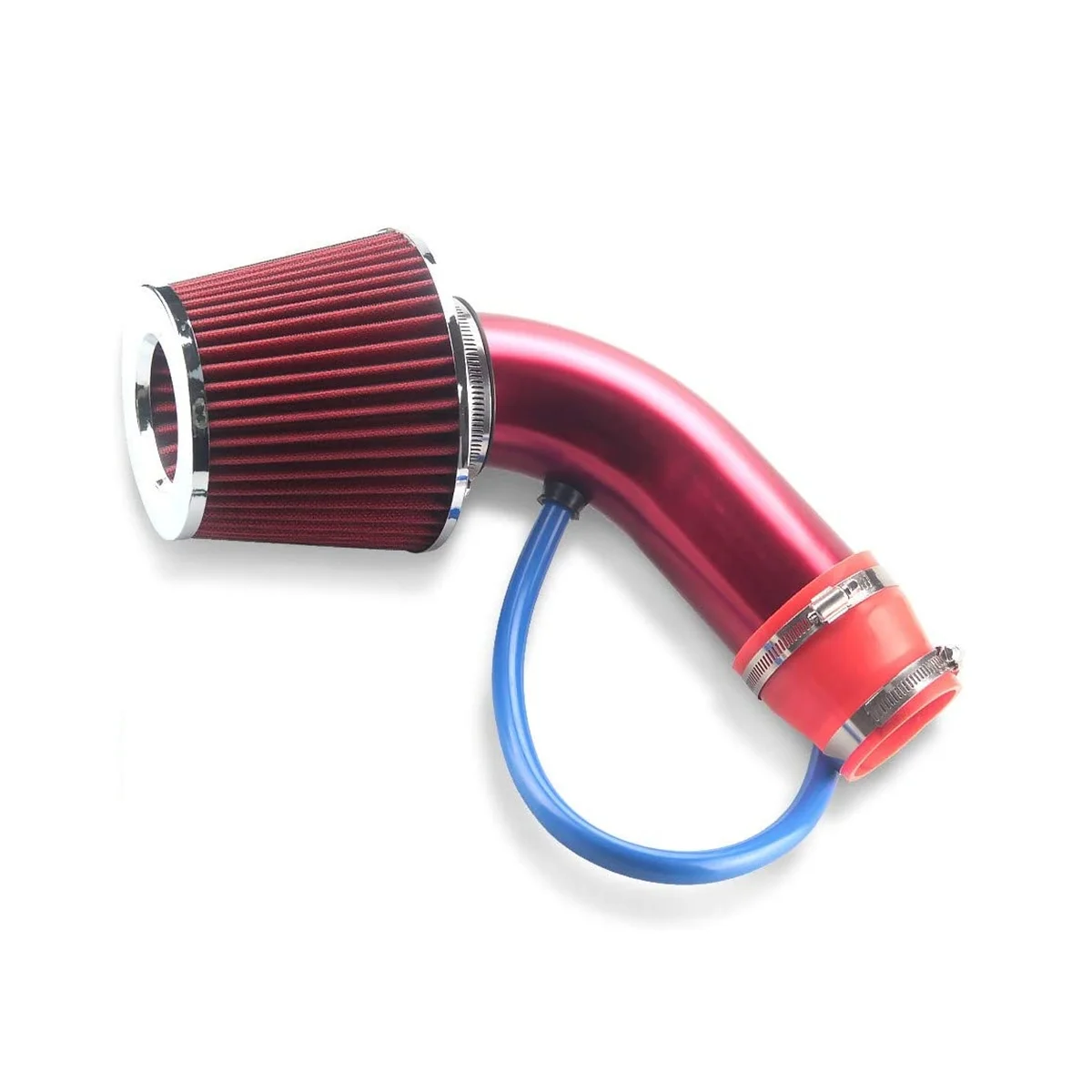 Universal Car Racing Cool Air Intake Kit 3Inch Pipe Aluminium Automotive Filter Induction Low Hose and Clamp Kits,Red