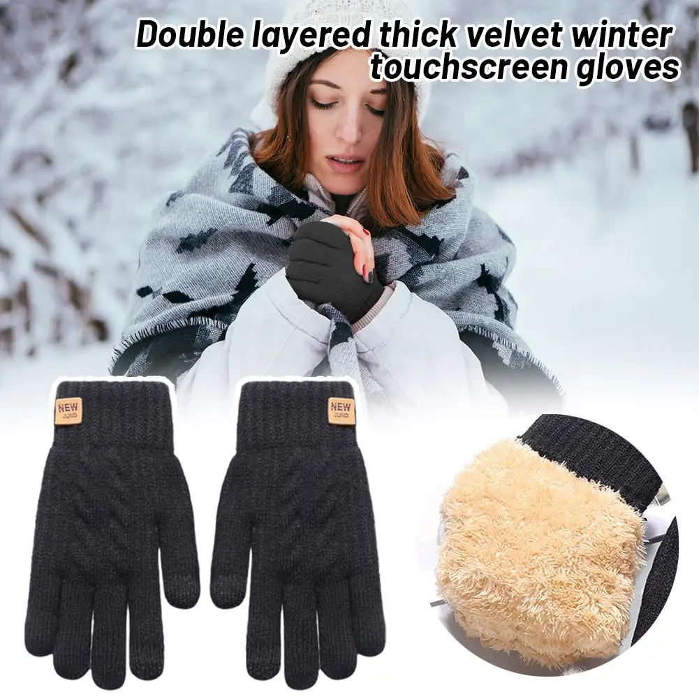 New Cashmere Gloves Winter Warm Five Finger Mittens Skiing Motorcycle Cycling Men Touchable Outdoors Glove Cold-proof Finge H0N5