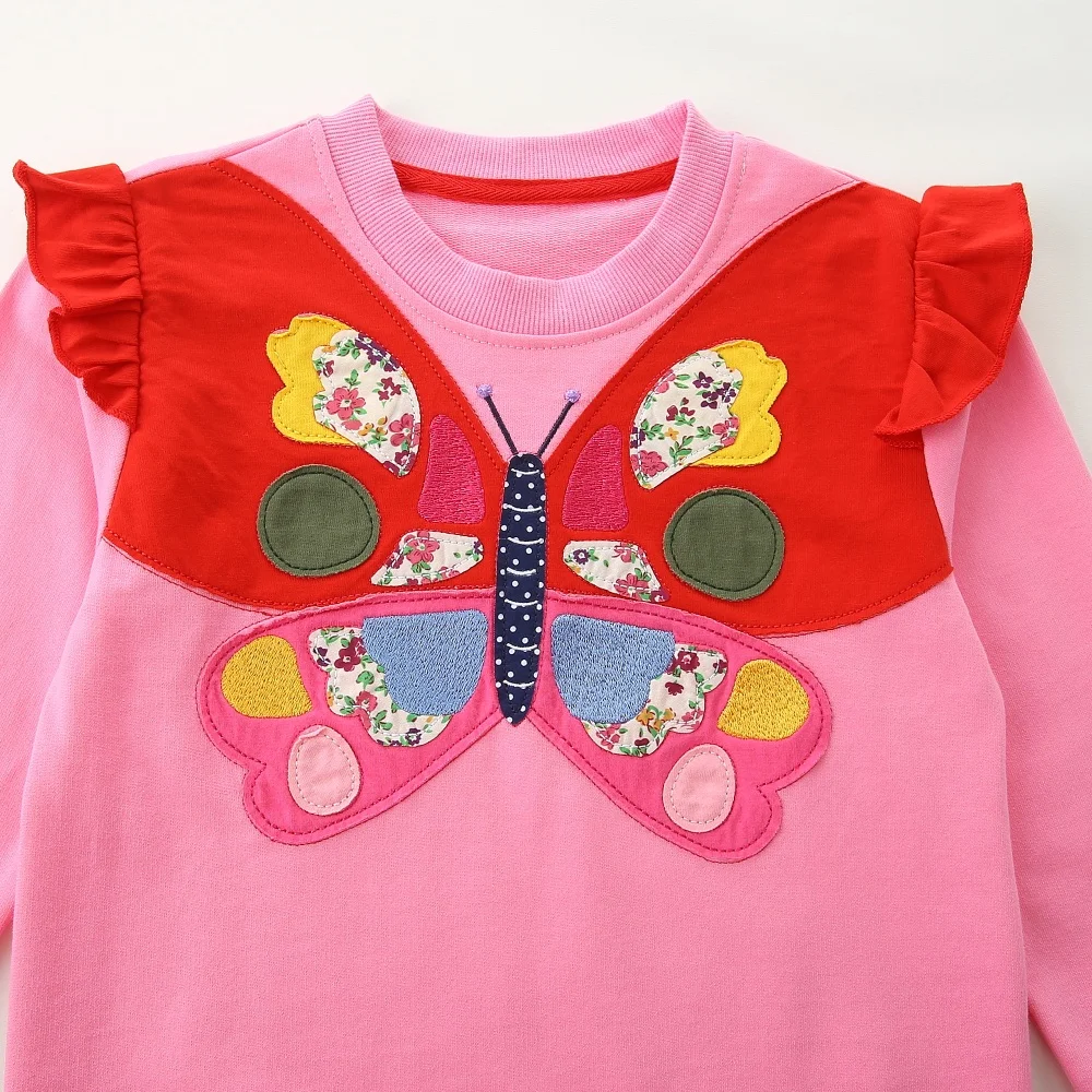 Jumping Meters Mädchen-Sweatshirts mit Schmetterlingsapplikation, 2–7 Jahre, Kleinkind-Kapuzenshirts, Herbst, Frühling, Kinderkleidung, heißer Verkauf – Detail 5