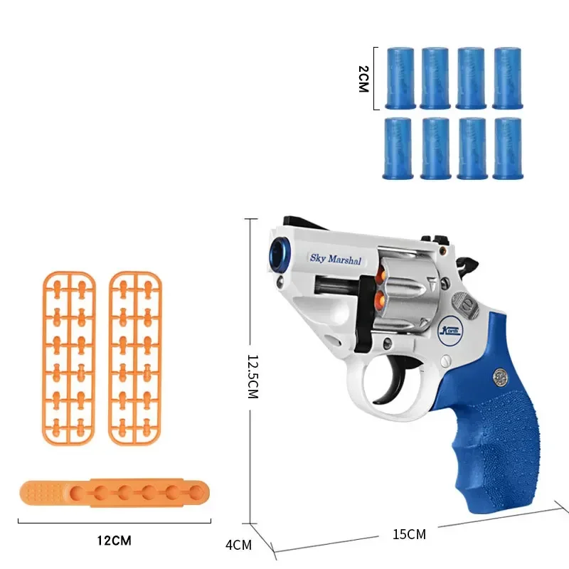 9Mm Revolver Toy Pistol Handgun Blaster Soft Bullet Toy Gun Airsoft Shooting Weapons Boys Birthday Gifts Cs Fake Gun