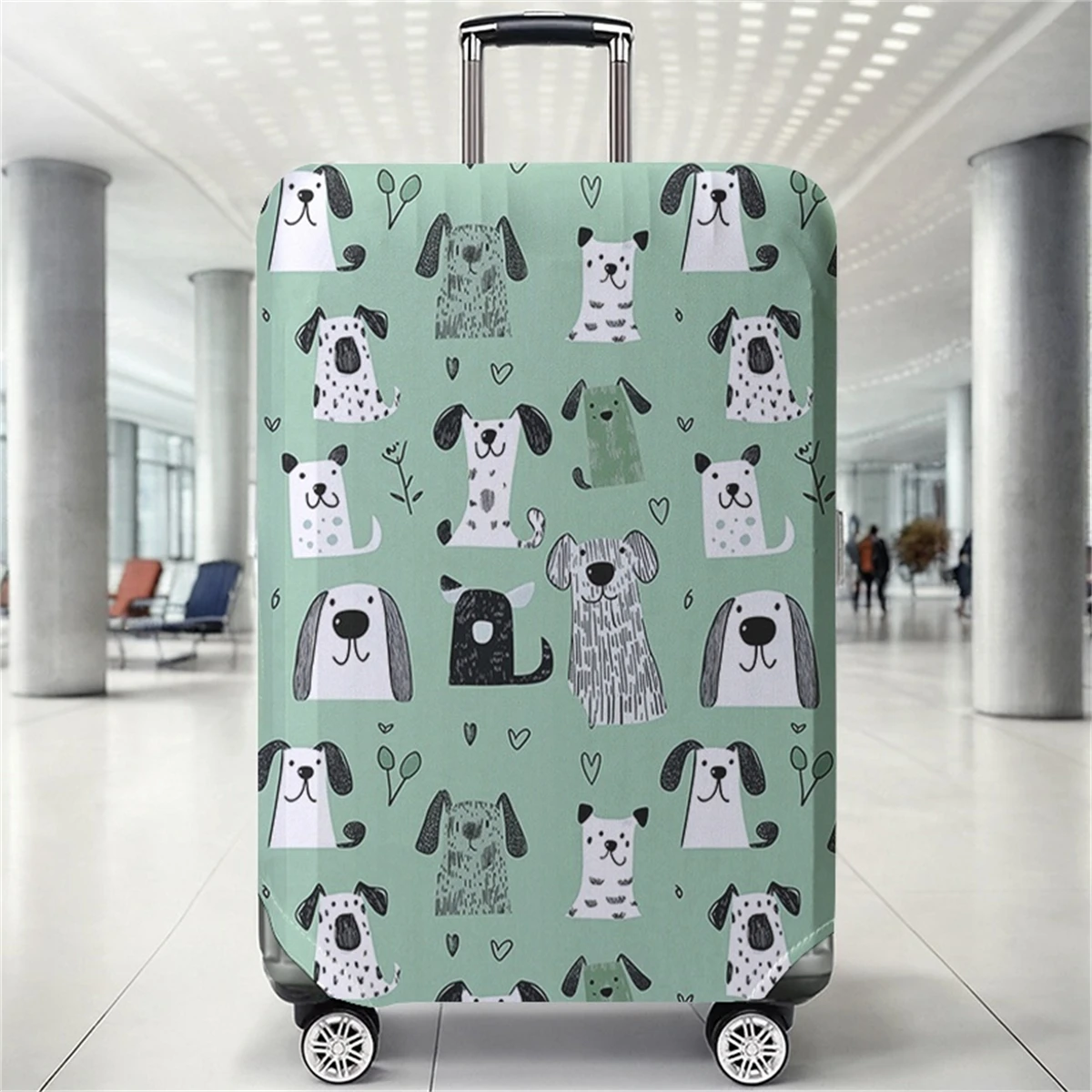 Cute dog graffiti pattern luggage protection cover, suitable for 18-32 inch luggage covers, luggage handle gloves, travel access