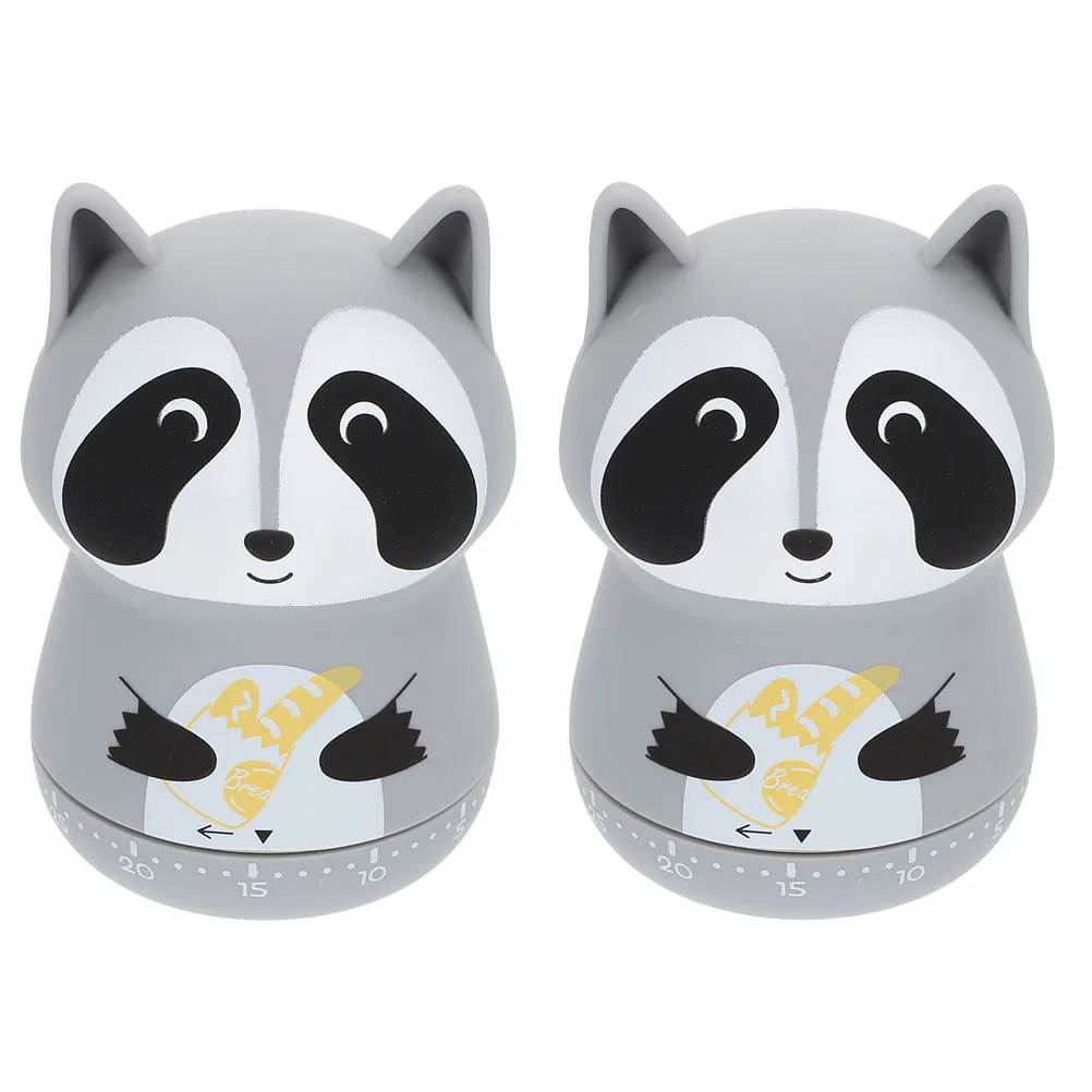 

2Pcs Mechanical Cartoon Animal Shape Timer Kitchen Cooking Reminder Countdown Timer Household Time Management Device
