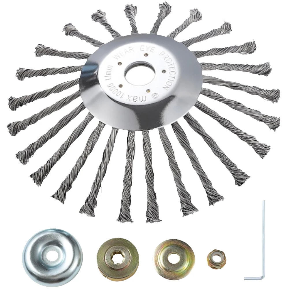 

1Pc 10 Inch Steel Wire Wheel Universal Garden Weeding Brush Removal Rust Weed Brush Cutter Head Lawn Mower Brush Cutter Tools