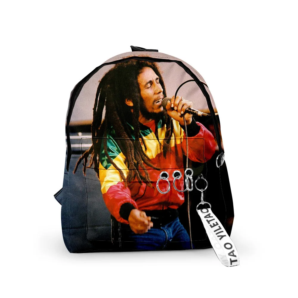 Harajuku Novelty Bob Marley Backpacks Boys/Girls pupil School Bags 3D Print Keychains Oxford Waterproof Cute Small Backpacks