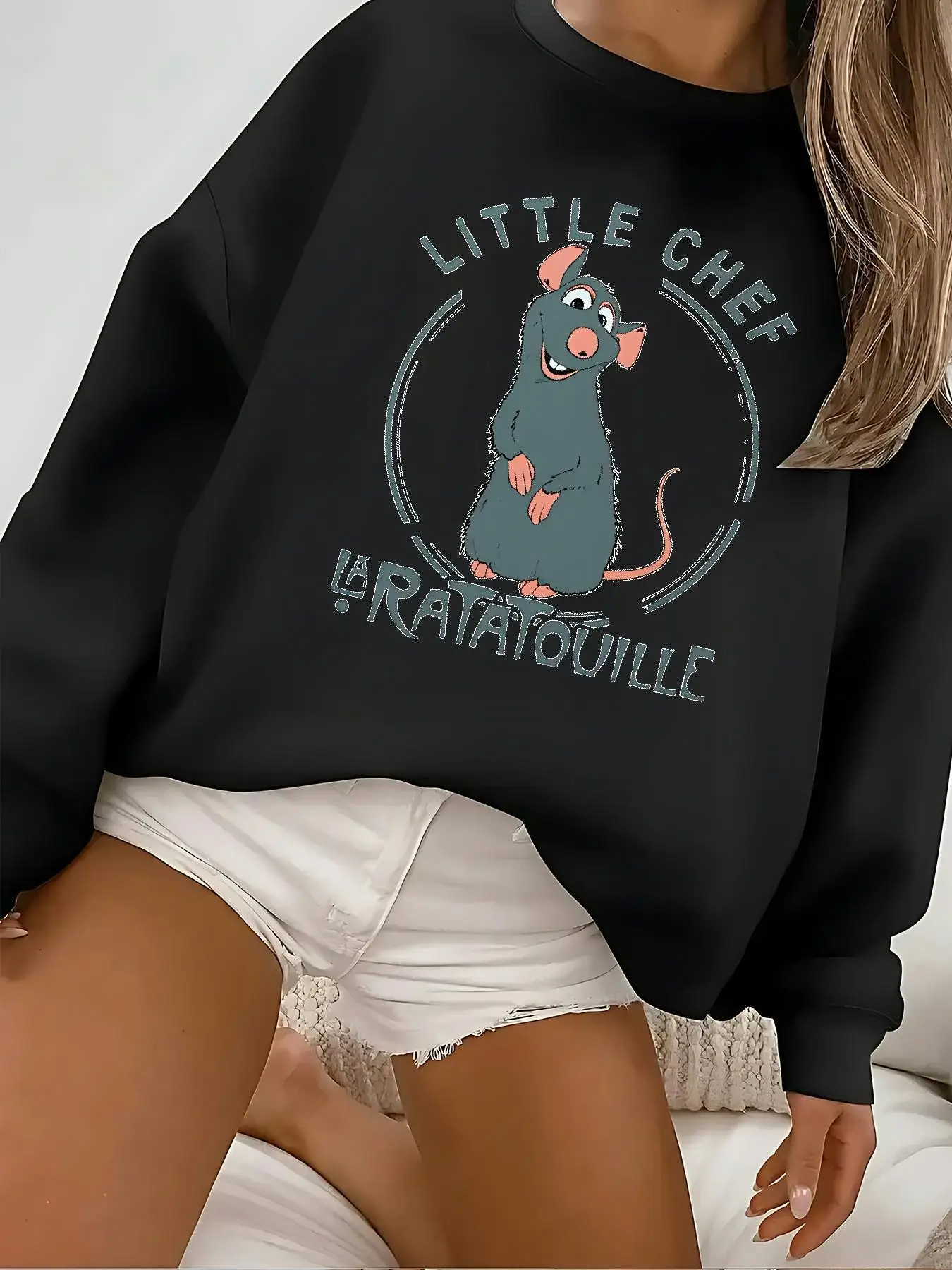 ديزني ليتل الشيف راتاتوي البلوز المرأة الرجال سترات قطنية عالية الجودة البلوز الخريف الشتاء الصوف المتضخم س الرقبة معاطف فضفاضة #2