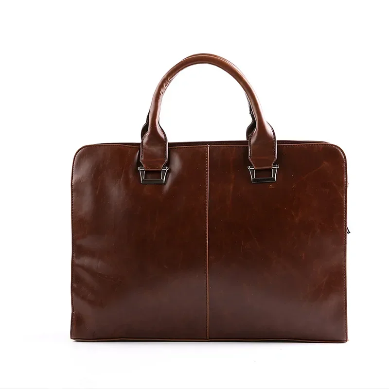 Casual ไหล่กระเป๋าแล็ปท็อป Briefcases ผู้ชายกระเป๋าธุรกิจ Messenger กระเป๋า Vintage Crazy Horse กระเป๋าถือหนังเทียม