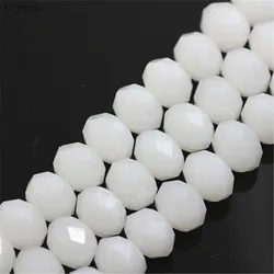 Isywaka Non-hyaline White Color 6*8mm 65pcs Rondelle Austria faceted Crystal Glass Bead Loose Spacer Round Bead diy Jewelry