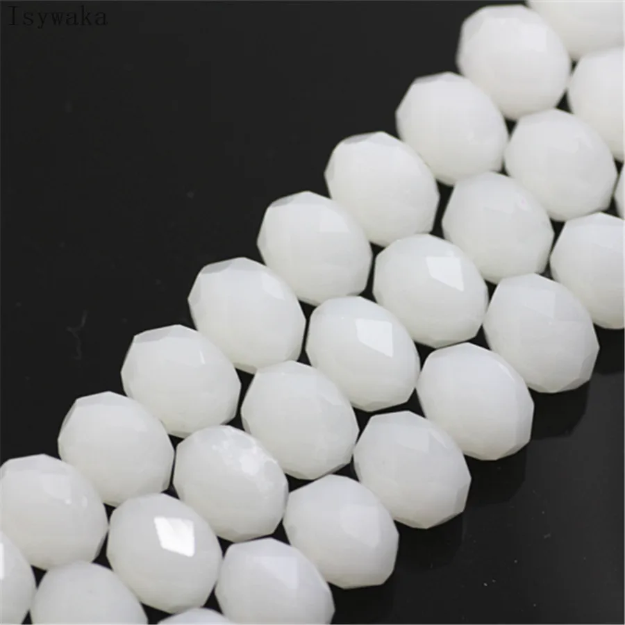 Isywaka Non-hyaline White Color 6*8mm 65pcs Rondelle  Austria faceted Crystal Glass Bead Loose Spacer Round Bead diy Jewelry