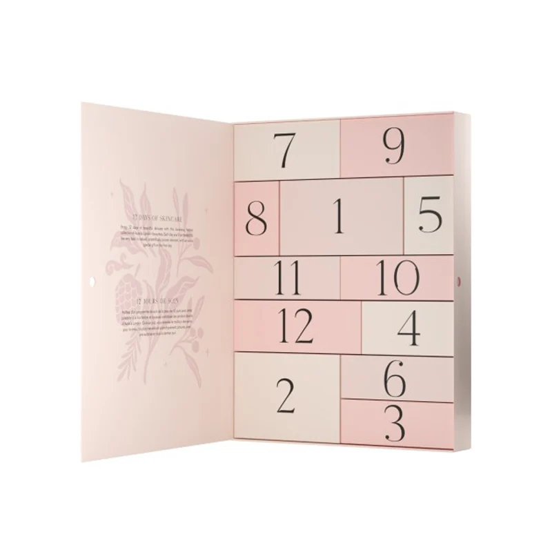 20252022 Wholesale Packing Christmas Empty Essence Makeup Happy Holiday Advent Calendar Box with 12