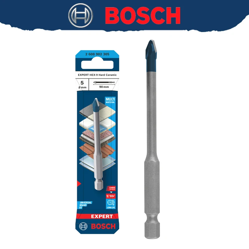 BOSCH 2608902305 EXPERT HEX-9 Hard Ceramic Drill Bit 5mm 10X Long Lifespan High Hardness Material Stone Tool Accessory