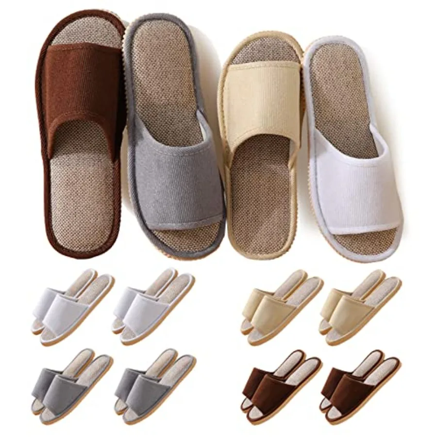 

8 Pairs Disposable Slippers for GuestsHouse Slippers for Guests Open Toe Indoor Slipper Comfortable Washable Multi-Color Casual