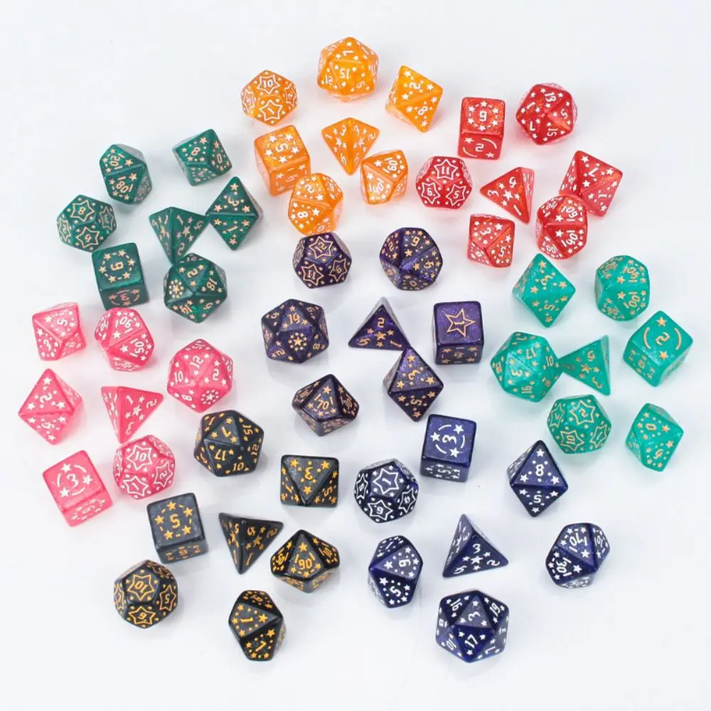

7PCS New Acrylic Star Dice Set D4 D6 D8 D10 D12 D20 8 Colors Sharp Corner Dice Polyhedral Dice For Table Games For D&d DND