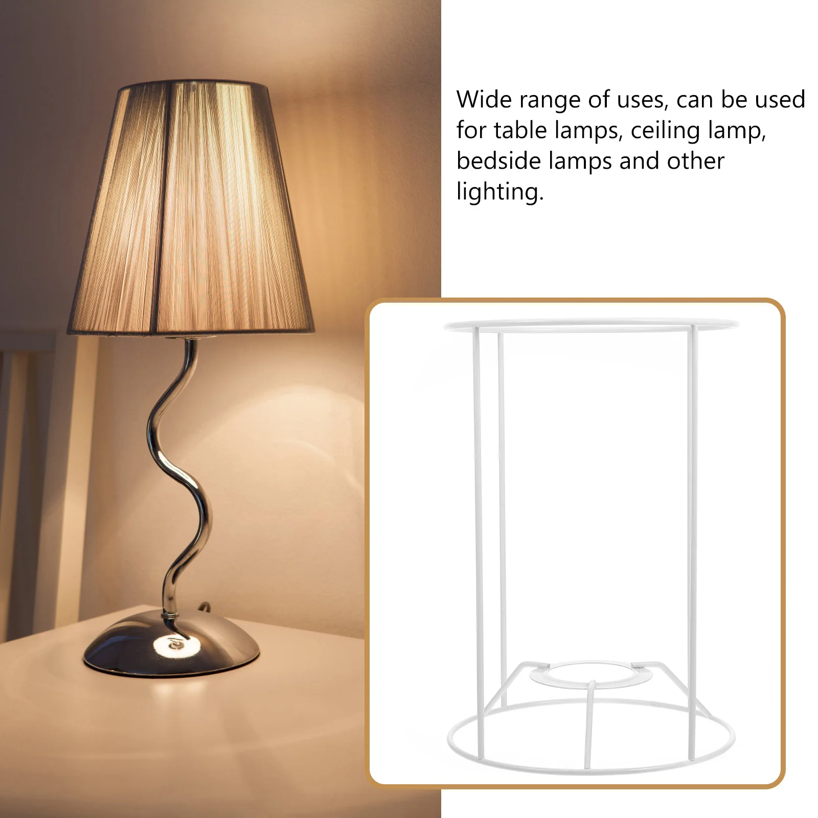 

DIY Lamp Shade Frame Metal Sturdy Decorative Bracket for Table Floor Lamps Easy Install Long Service Time Lampshade Frame