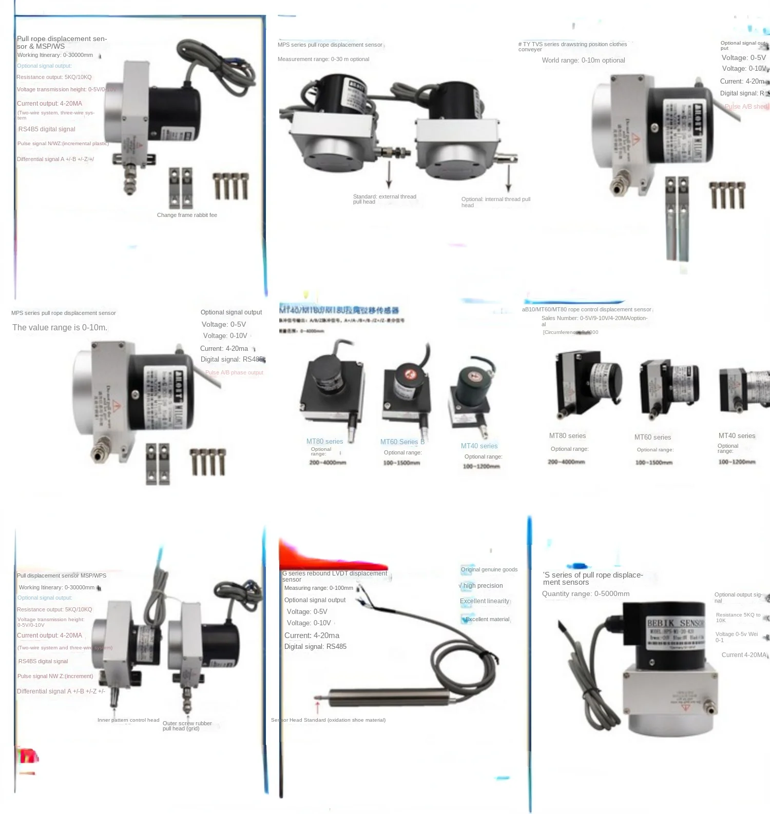 Pen Displacement Sensor F-2-5-10mm Micro Displacement Measurement Position Positioning High Precision Displacement Gage