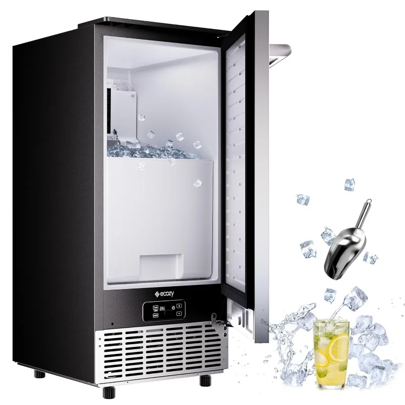 Commercial Undercounter Ice Maker, 80 lbs/day, Self-cleaning/24-hour timer/Smart LCD Panel, 15