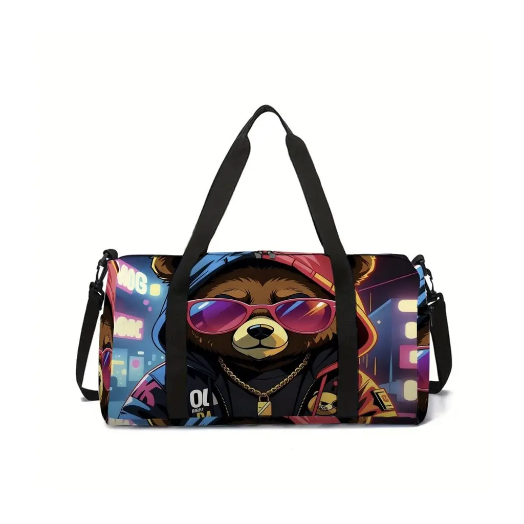 

Bear 2D Flat Cartoon School Travel Bag Large Capacity Zipper Luggage Bag Best Gift for Boys Girls Fashion Style