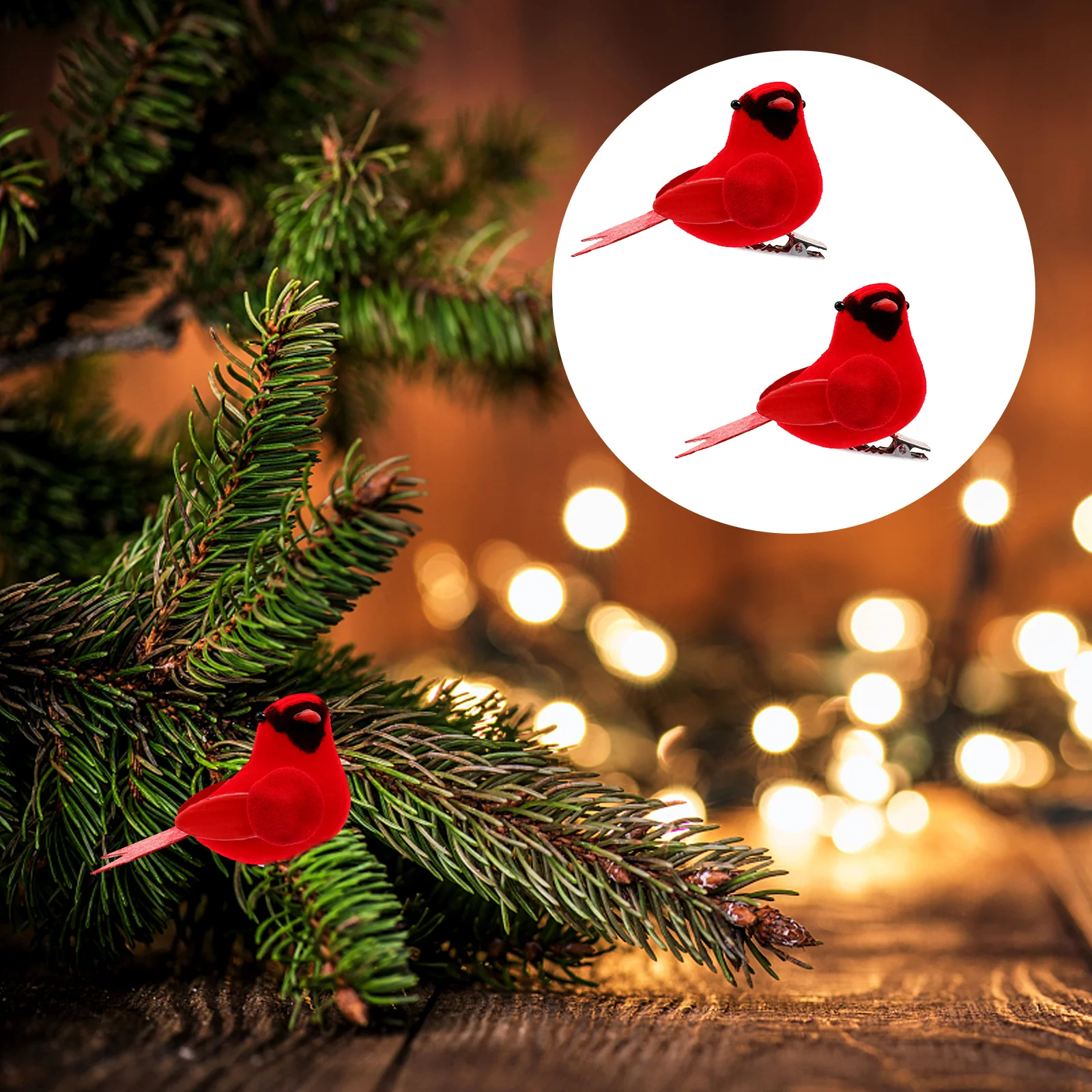 

10Pcs Christmas Tree Ornaments Red Cardinal Birds Clip Decor for Xmas Wreath Garland Branches Hats Clothing Christmas Birds
