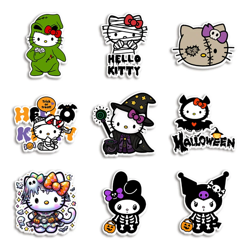 10pcs/lot Sanr Halloween Hello Cat Resin Planar Transparent Glitter Acrylic Flatback for Badge Hair Bow Keychain Decoration view 6