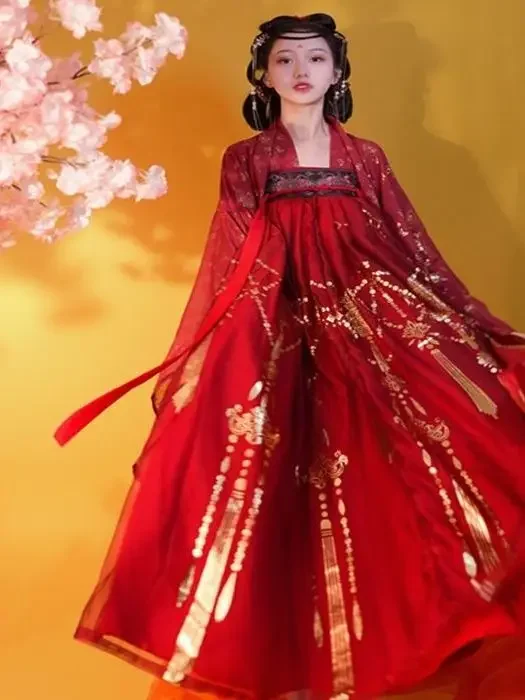Ancient Chinese Costume Women Clothes Traditional Hanfu Women Tang Dynasty Dance Costumes Folk Fairy Dress Red Outfits 2025 Hot