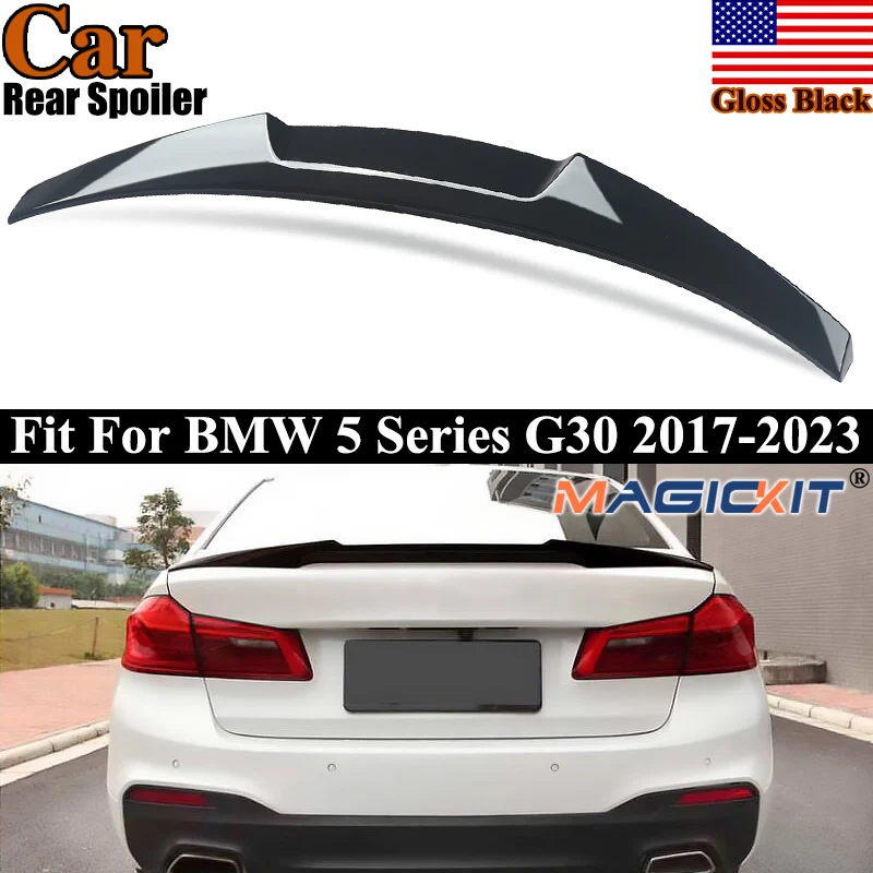 

Rear Tial Wings Spoiler Lip For 2017-2020 BMW 5-Series G30 530i 540i M550i M4 Style Glossy Black Trunk Spoiler Magickit