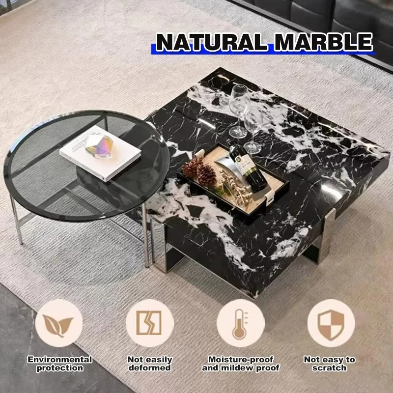 

Элитный мраморный квадратный журнальный столик для просторной гостиной, виллы или дома. Роскошный современный комплект журнальных столиков разной высоты.