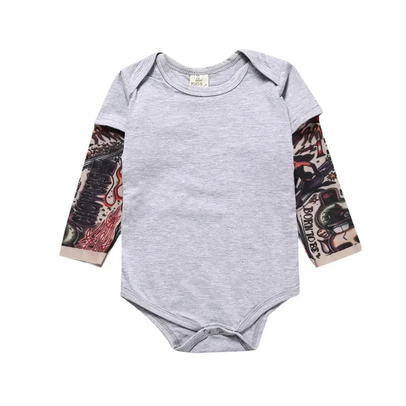 Fashion Tattoo Baby Clothes Boys Bodysuits Cotton Long Sleeve Baby Bodysuit Spring Autumn Newborn Jumpsuit 3-24 Months