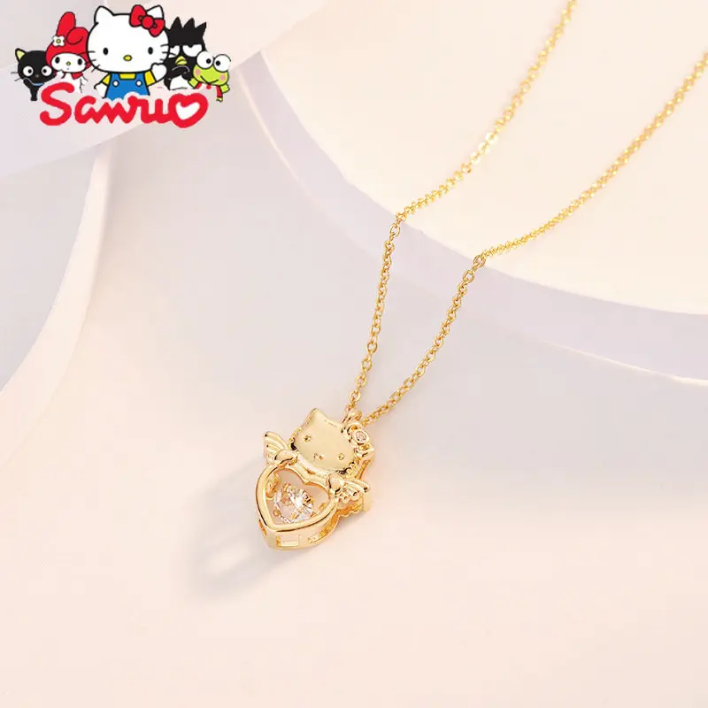 

Sanrio Hello Kitty Angel KT Cat Pendant Necklace Women's Versatile Collarbone Chain Gift Women Alloy Necklace Women Pendant Toys