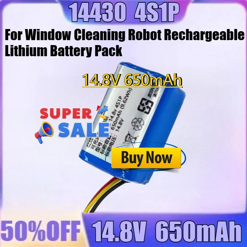 

For Window Cleaning Robot Rechargeable Lithium Battery Pack New 14430 14.8v 4S1P 650mAh 9.62Wh High Quality Battery