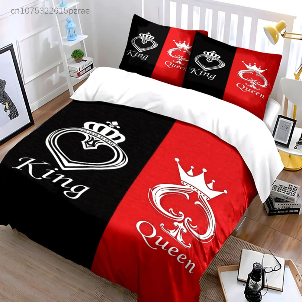 King Queen Matching Set Decor Multiple Sizes kid's And adults' Bedroom Exquisite 3PC Bedding set, Gift