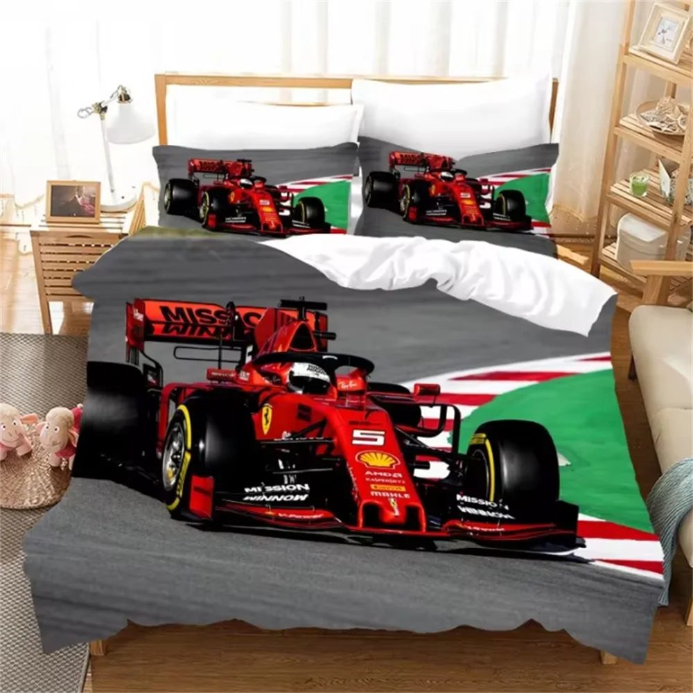 Red Racing Car 3D Kids Boy Bedding Set F1 Game Racer Printing Duvet Cover 2/3pcs Bedclothes with Pillowcase Twin Full Bedspread