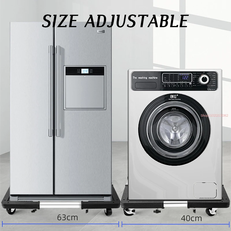 Movable Refrigerator Floor Trolley Fridge Stand Stainless Steel Washing Machine Holder Multi-functional Adjustable Base Rack