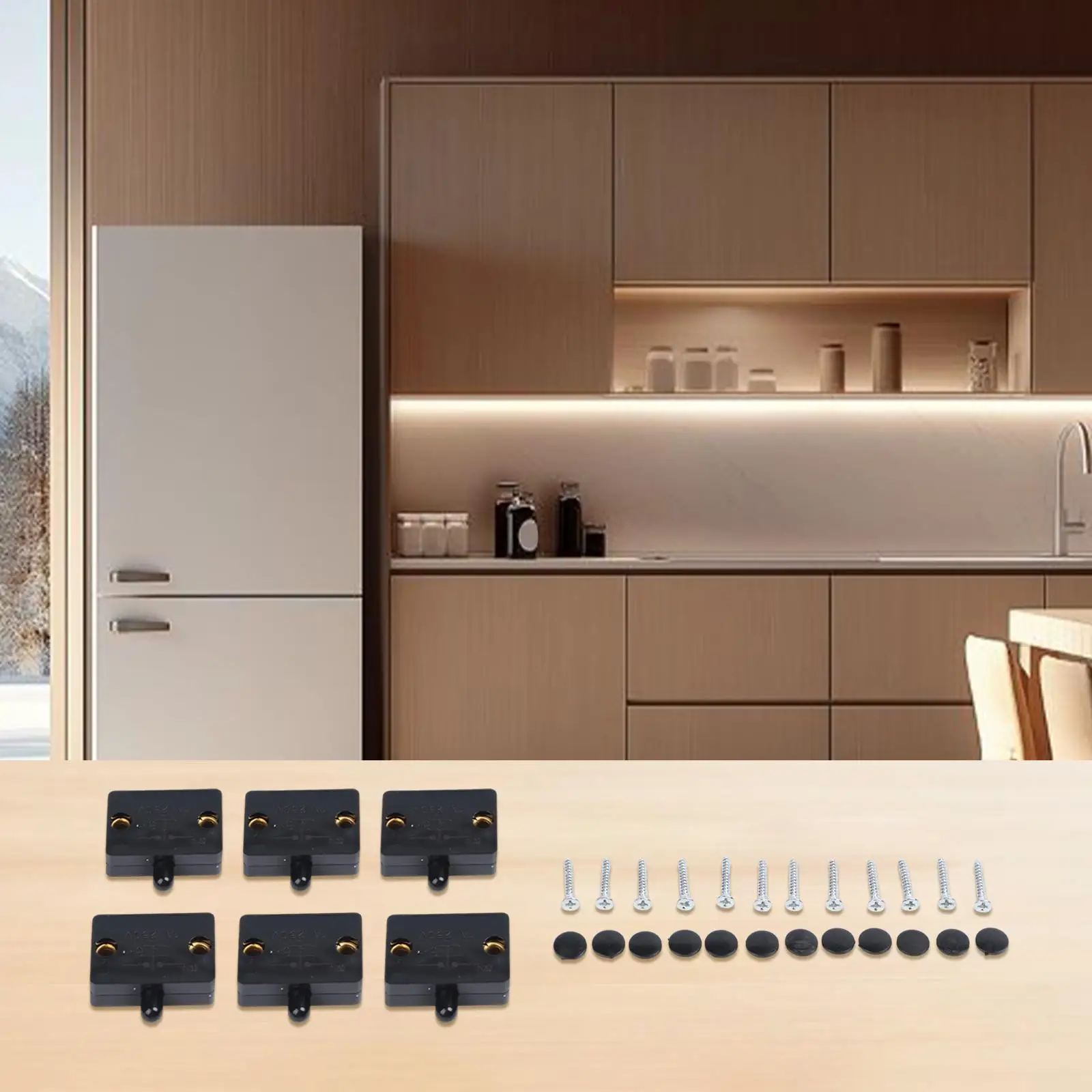 6 Pack LED Door Switch for Cabinet and For Closet Lights Normally Closed Contact for Efficient Lighting Control