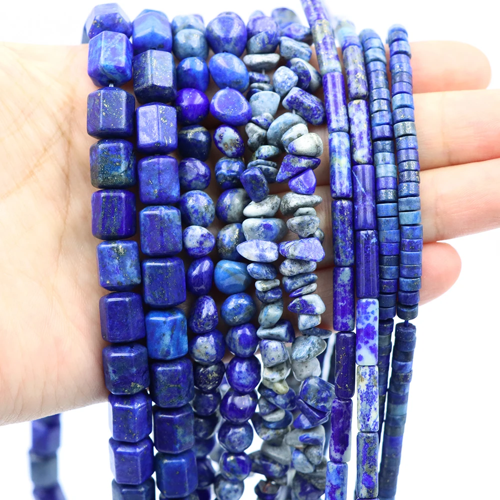 

Wholesale Lapis Lazuli Stone Beads Charms Cube Tube Faceted Round Matte Round Irregular Shape Beads Jewelry Making Diy Bracelet