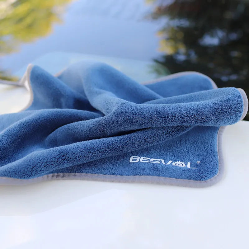 Double sided coral velvet Car Cleaning  Towel Cars Wash Drying Cloth Hemming Towel Care Cloth Car Detailing Wash Towel for