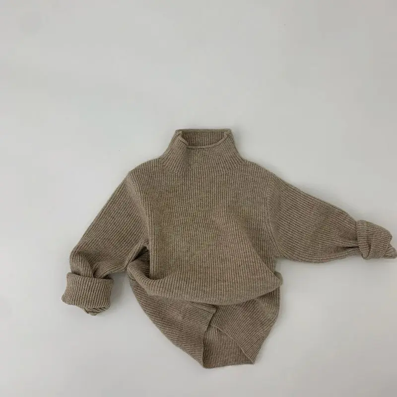 New Autumn Winter Kids baby sweater Children\'s High collar knit pullover Boys Girls soft loose warm base Tops