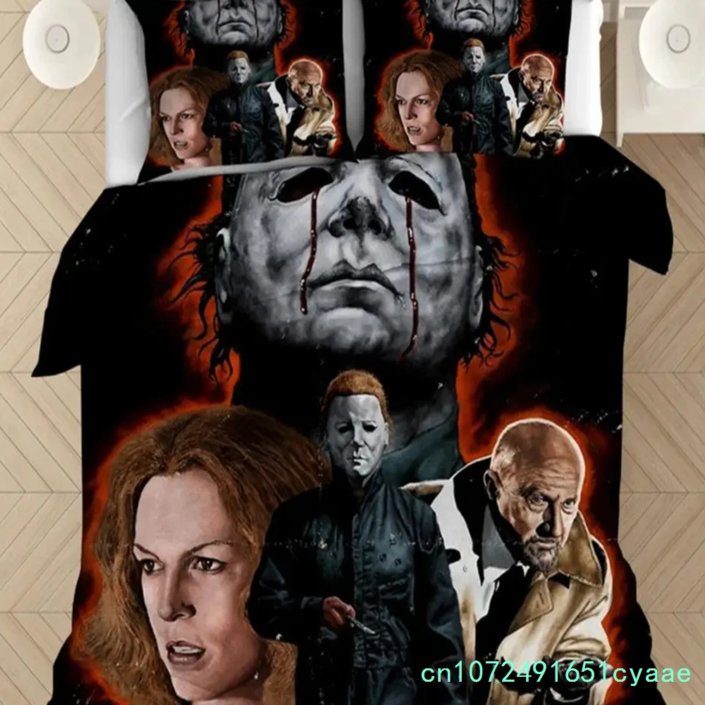 3D Print Horror Michael Myers Halloween Bedding Set Boys Girls Twin Queen Size Duvet Cover Pillowcase Bed Kids Adult