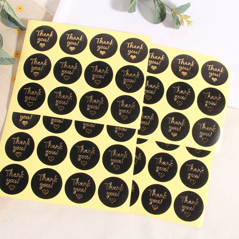 120pcs Round sticker Brozing thank you with heart sealing sticker Self-adhesive Packaging Lable 4 designs