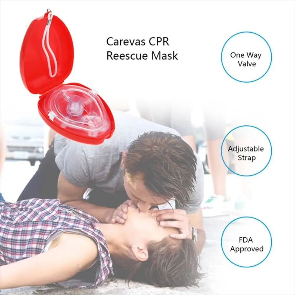 Reuseable CPR Breathing Mask One-way Valve Tools Breathing Mask Artificial Respiration Mask Red Professional Cpr Rescue