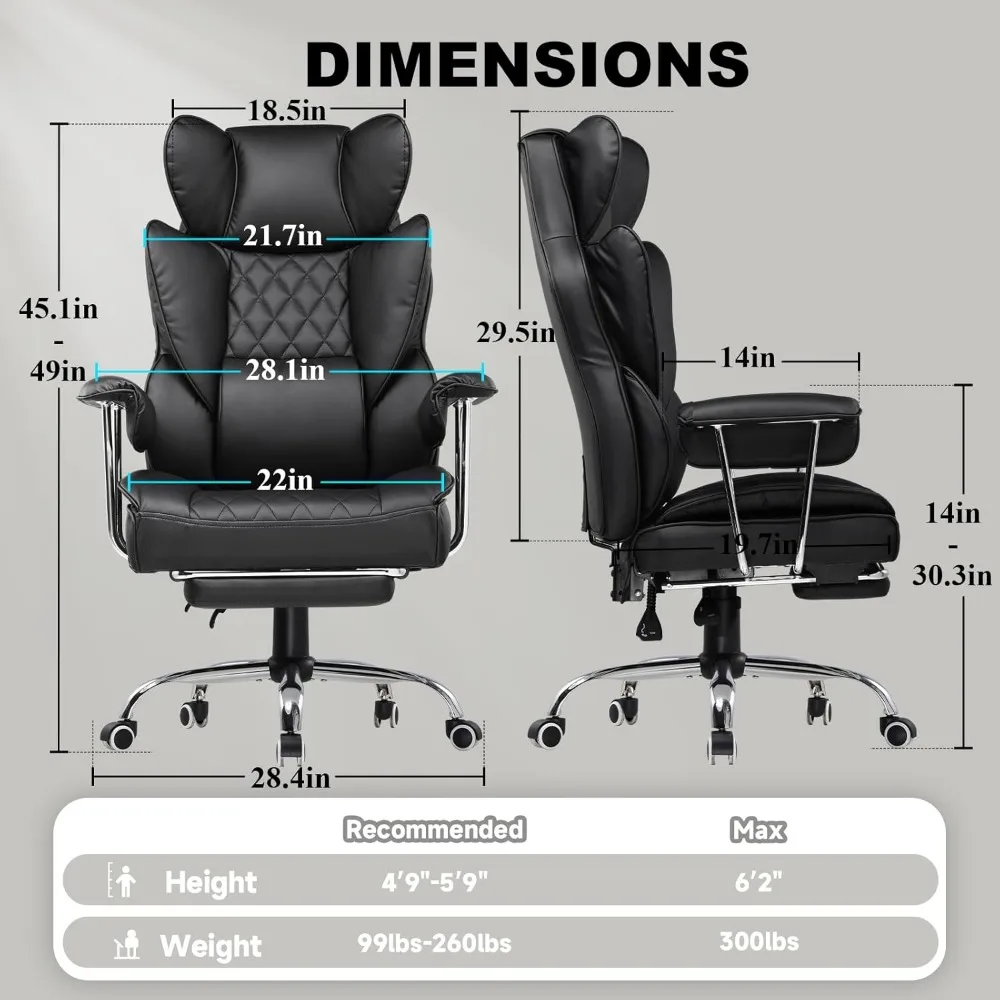 Krzesło do gier, krzesło biurowe z podparciem lędźwiowym z kieszenią, ergonomiczne, wygodne, szerokie krzesło komputerowe na biurko z