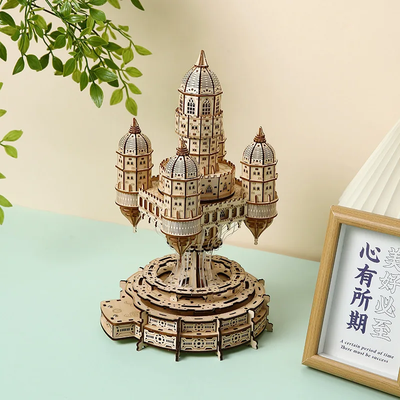 3D Jigsaw Puzzle Assemble The Illuminated Sky And The City Wooden Toys Three-dimensional Educational Toy Ornaments P613