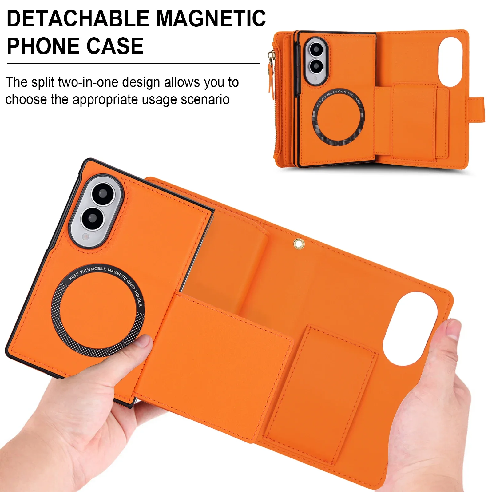 2 In 1 Crossbody Cards Slot Wallet Flip Leather Case For Samsung Galaxy Z Fold 8 Ultra 7 6 5 4 3 5G For Magsafe Book Stand Cover - view 4