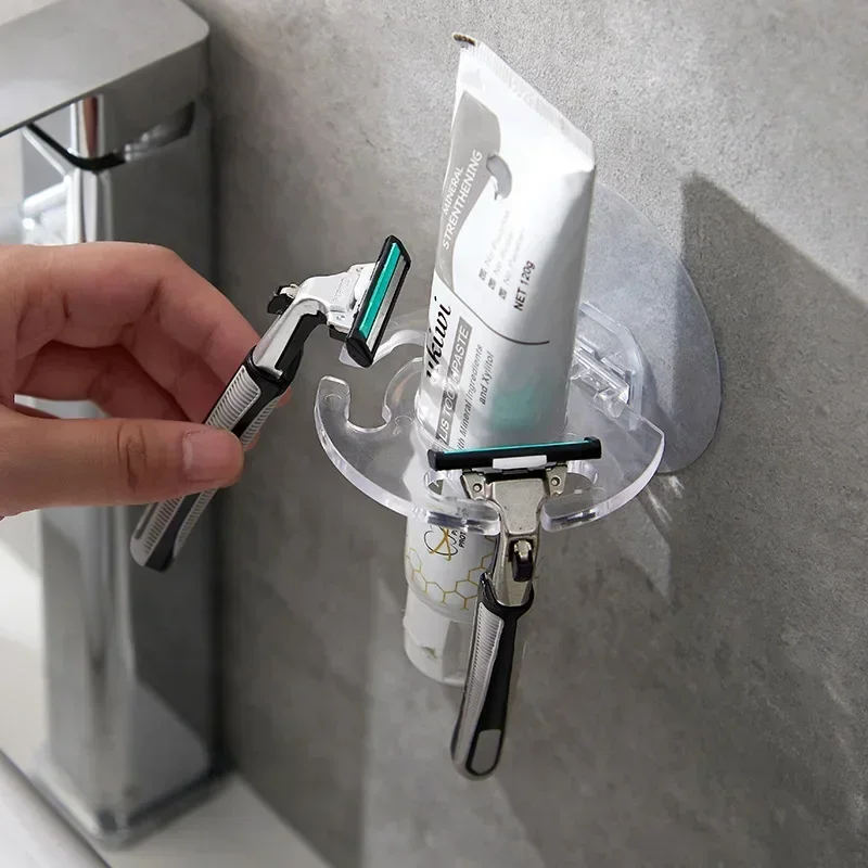 NEW Self-adhesive Wall Mount Toothpaste Dispenser Toothbrush Holder Storage Squeezer Shaver Holder Bathroom Shelves