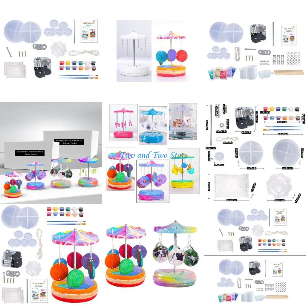 

HX6F DIY Silicone Mold Rotatable Music-Box Carousel Ornament Making Moulds Set
