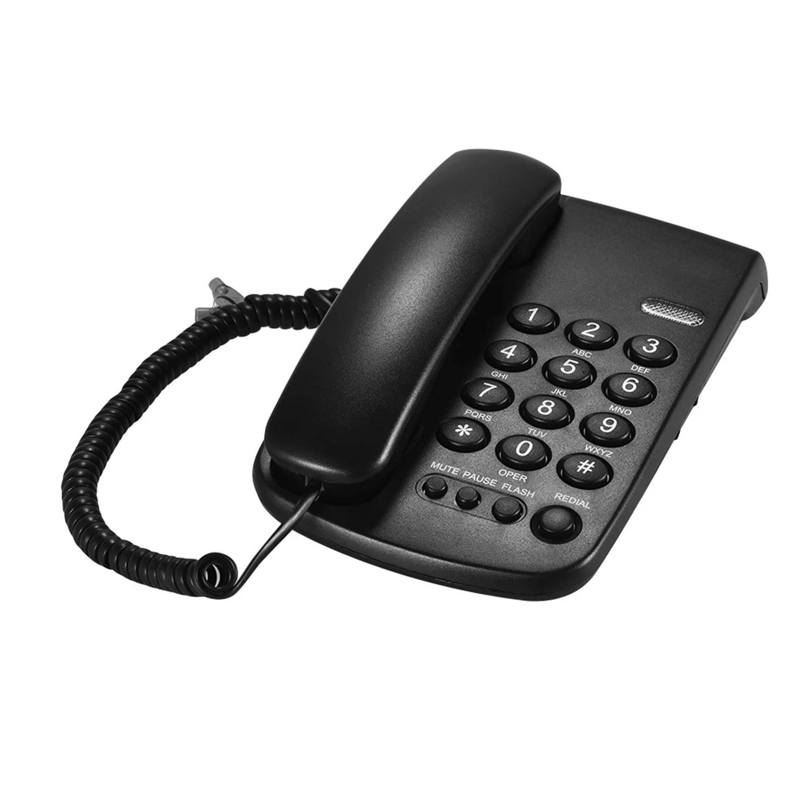 Portable Corded Telephone Phone Pause/ Redial/ Flash/ Mute Mechanical Lock Wall Mountable Base Handset for House Home Call
