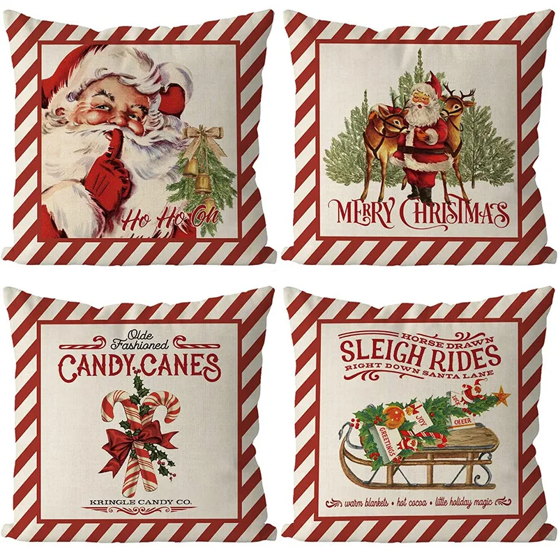 

Soft Pillow Covers 45cm Gingerbread Man Pillowcase Santa Claus Pillowcase Flax Throw Pillows Pillowcases For Home